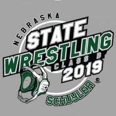 the logo for state wrestling class, with an image of a helmet and gloves on it