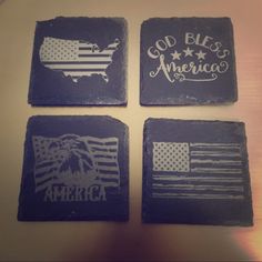 four coasters with american flags on them