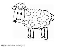 a black and white drawing of a sheep with polka dots on it's face