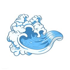 an image of a cartoon wave with foamy water coming out of the top and bottom