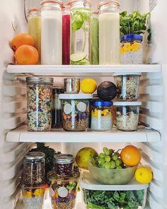 an open refrigerator filled with lots of food