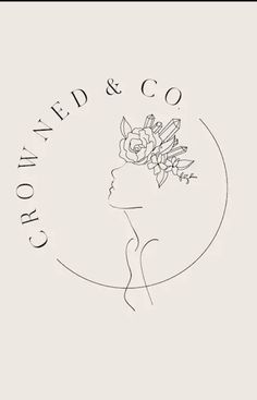 the logo for grown and co, with a woman's head in profile holding a flower