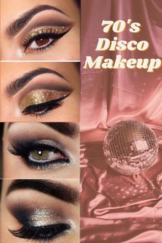 Disco Makeup 1970s, 70’s Disco Makeup, Makeup 1970s, 70s Makeup Disco, Disco Hair And Makeup, 70s Disco Hair, Nail Polish Aesthetic, 70s Make Up, 70's Makeup