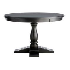 a round table with two pedestals on the top and one leg in black wood