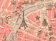 an old map of paris with the eiffel tower on it's side