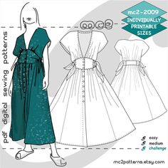 a woman's dress and top sewing pattern, with measurements for the waistline