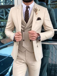 Beige Mens Suit, Prom Jacket, Terno Slim, Slim Fit Suit Men, To Start A Conversation, Dinner Suit