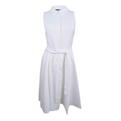 New With Original Tags Style: A-Line, Size Type: Regular, ,, Sleeveless, 77% Rayon/23% Polyester, Dry Clean, Inseam: Classic White Sleeveless Midi Dress, Classic White Sleeveless Summer Dress, Classic White Sleeveless Dress, Classic White A-line Sleeveless Dress, Classic White A-line Shirt Dress, Classic White Midi Summer Dress, Classic White Midi Dress For Summer, Classic Sleeveless Shirt Dress For Daywear, Classic White Midi Dress For Day Out