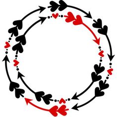 a circle with hearts and arrows in the shape of an arrow, on a white background