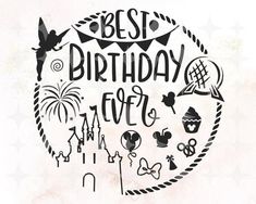 a birthday card with the words best birthday ever written in black ink on a white background