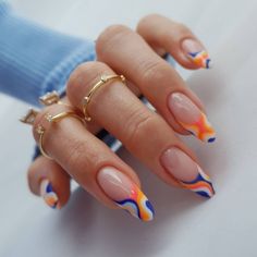 Unghie Sfumate, Nails Yellow, Colorful Nail, Smink Inspiration, Rainbow Nails, Orange Nails, Dream Nails, Fire Nails, Pretty Acrylic Nails