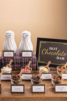 hot chocolate bar with ice cream and marshmallows