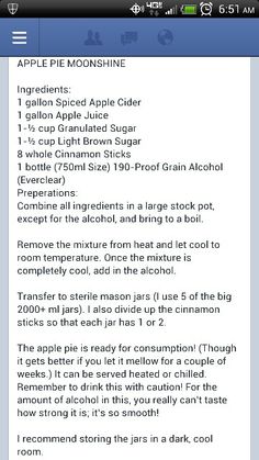 an iphone screen showing the recipe for apple pie