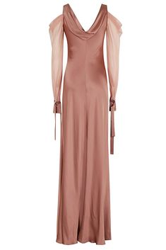 Composition: 64% Acetate, 36% Silk Embellished Gown, Zimmermann Dress, Italian Outfits, Bare Shoulders, Satin Maxi, Cowl Neckline, Satin Maxi Dress, Alberta Ferretti, Satin Dress