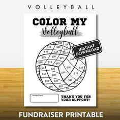 a poster with the words color my volleyball on it and an image of a ball