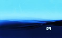 an abstract blue background with wavy lines and waves in the foreground, as well as text that reads hp