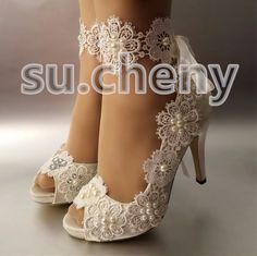 su.cheny 3”4”Snowflake satin white ivory lace open toe heel Wedding Bridal shoes | eBay Wedding Shoes Pumps, Pearl Wedding Shoes, Bridal Pumps, Veil Accessories, Sparkle Wedding Dress, Bridal Flats, Wedding Shoes Lace, Wedding Shoes Bride, Wedding Shoes Flats