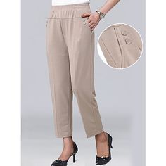 Season:Summer,Spring; Fabric:Polyester; Gender:Women's; Style:Streetwear,Fashion; Elasticity:Micro-elastic; Occasion:Going out,Daily,Street,Vacation,Daily Wear; Function:Breathability,Comfort,Soft,Comfortable; Waistline:High Waist; Pattern:Plain; Design:Elastic Waist,Pocket,Buckle; Pants Type:Capri shorts; Front page:FF; Listing Date:07/05/2023; Production mode:External procurement; Hips:; Length:; Waist:; Pants Length:Ankle-Length Beige Streetwear, Capri Shorts, Cotton Linen Pants, Streetwear Mode, Cotton Linen Dresses, Black High Waist, High Waist Fashion, Type Of Pants, Color Shorts