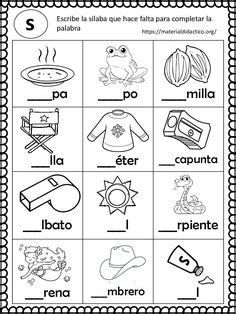 the spanish language worksheet with pictures and words to help students learn how to spell