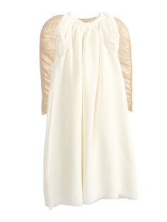 a white dress with sheer sleeves on a hanger