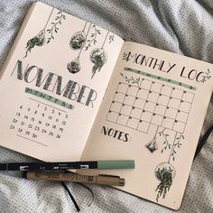 an open notebook with the word november written on it