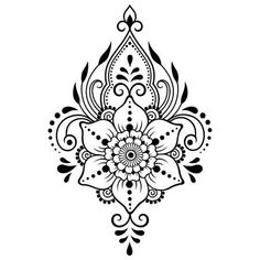 a black and white floral design on a white background