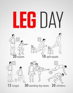 a poster with instructions on how to do leg day