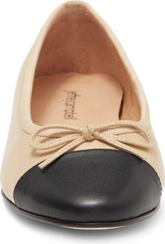 Jeffrey Campbell Arabesque Ballet Flat (Women) | Nordstrom Beige Leather Ballet Flats Medium Width, Spring Leather Ballet Flats With Leather Lining, Elegant Ballet Flats With Leather Footbed For Spring, Beige Leather Ballet Flats For Work, Elegant Spring Ballet Flats With Leather Footbed, Leather Flats With Almond Toe And Contrast Sole, Leather Flats With Contrast Sole And Almond Toe, Leather Almond Toe Flats With Contrast Sole, Elegant Synthetic Ballet Flats With Rubber Sole