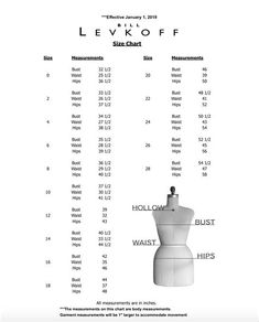 a dress form is shown with measurements for the top and bottom parts, along with information about how to measure it