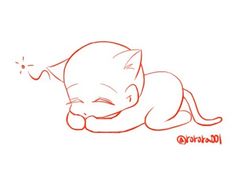 a drawing of a cat sleeping on its back