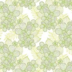 a green and white flower pattern on a white background