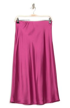 Elevate your wardrobe with this pull-on bias satin midi skirt for elegant, feminine style. 31" length (size S) Elasticized waist Pull-on style Satin construction 97% polyester, 3% spandex Machine wash cold, line dry Made in USA Model’s stats for sizing: 5’10” height, 34” bust, 27” waist, 35” hips. Model is wearing size S. Satin Stretch Midi Skirt, Stretch Satin Midi Skirt, Bias Cut Midi Skirt For Party, Sleek Spring Midi Skirt, Sleek Long Pencil Skirt For Spring, Satin Stretch Flared Skirt, Stretch Satin Flared Skirt, Stretch Satin Lined Skirt, Party Skirt With Bias Cut In Relaxed Fit