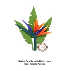 bird of paradise with palm leaves and paper placing patterns