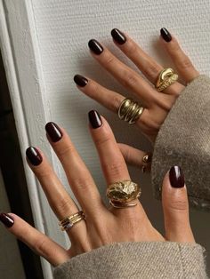 Short Biab Nails Autumn, Nails For Autumn, Ring Styling, Simple Fall Nails, November Nails, Edgy Nails, Nails Only, Nail Ring, Nail Jewelry