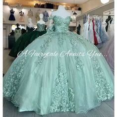 Sage Green Quinceanera Dresses, Sage Green Quinceanera, Green Quince Dress, Green Quinceanera Theme, Green Quinceanera, Xv Dresses, 15 Girls, Green Ball Gown