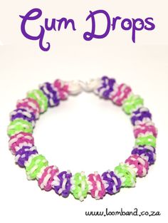 a colorful bracelet with the words gum drops on it