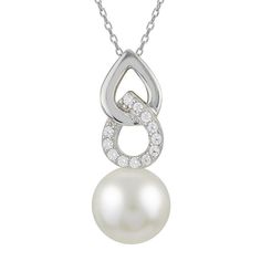 "An elegant look is effortless whenever you add this PearLustre by Imperial cultured freshwater pearl and cubic zirconia earrings with your favorite ensembles. An elegant look is effortless whenever you add this PearLustre by Imperial cultured freshwater pearl and cubic zirconia earrings with your favorite ensembles. Length: 1 in. Chain length: 16 in. + 2-in. extender Chain type: cable Clasp: spring ring Metal: sterling silver Plating: rhodium Finish: diamond-cut, polished Packaging: boxedSTONE Pear-shaped Pearl Pendant Jewelry With Cubic Zirconia, Anniversary Pearl Drop Necklace With Cubic Zirconia, White Cubic Zirconia Pearl Drop Necklace, Diamond Pearl Drop Necklace For Anniversary, Sterling Silver Pear-shaped Pearl Necklace For Anniversary, Round Pearl Drop Necklace With Cubic Zirconia, White Pearl Necklace With Diamond Accents And Cubic Zirconia, Crystal Pearl Drop Necklace For Anniversary, White Gemstones