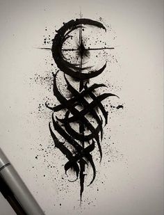 Free To Use Tattoo Designs, Blending Tattoos, Black Moon Tattoo, Dark Style Tattoo, Dark Tattoo Designs, Dark Calligraphy, Dark Lettering Tattoo, Trible Tattoos, Abstract Letters