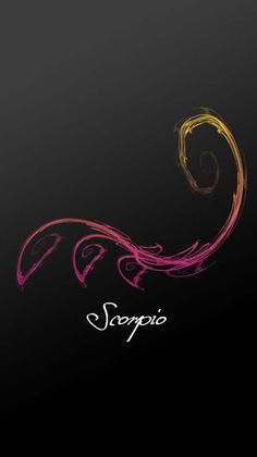 the word sorpia written in white and pink ink on a black background with swirls