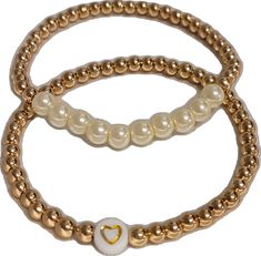 Trendy Gold Jewelry With Heart Beads, Gold Pearl Jewelry With Heart Beads, Heart-shaped Gold Beaded Bracelets With 8mm Beads, Trendy Gold Pearl Beaded Bracelets, Feb 5, Hematite Beads, Pearl Shell, Heart Beads, Pearl Bracelet