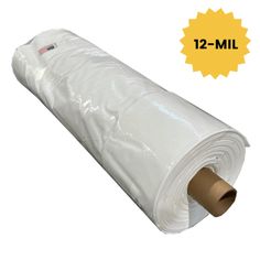 a roll of white plastic wrapper on top of a white background with the label 12 - mil