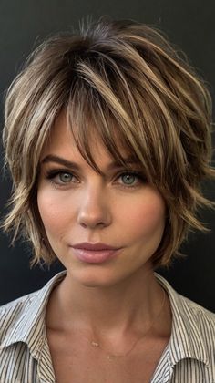 Best Hacks for Shaggy Layered Bob 💇 Shaggy Bob For Thick Hair, Modern Mullet Women Short Hair, Choppy Bob Hairstyles For Thick Hair, Short Shaggy Bob With Bangs, Cute Bobs For Fine Hair, Shaggy Layered Bob, Womens Short Haircut, Short Layered Bob With Bangs, Layered Stacked Bob Haircut