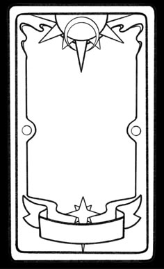 a black and white drawing of a card with a sun on the top, ribbon around it