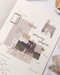 an open scrapbook with some pictures on it