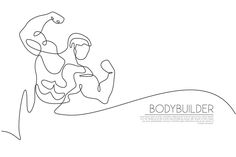 a line drawing of a man holding a baby in his arms, with the words body builder above it