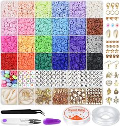 many different types of beads and accessories are shown