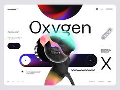 an abstract poster with the word oxygen on it's front and back side, in black and white