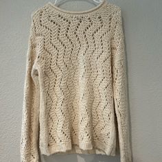 New With Tag Anthropologie Cream/Beige Crochet Sweater Size Xs, Fits Xs Oversized Or Fits Size Small. Anthropologie Crochet, Beige Crochet, Cream Beige, Crochet Sweater, Sweater Sizes, Anthropologie, Scoop Neck, Sweaters For Women, Size Small