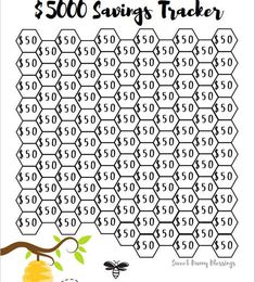 a printable puzzle with the words $ 500 savings tracker and a bee on it