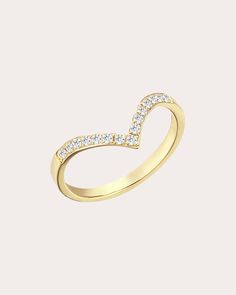 Formed with a slim, V-shaped band, this 14-karat gold ring displays a single round-cut diamond that rests at the base of the vertex. From Herstory’s Feminine Mystique Collection, meaningful expressions of self-confidence, creativity and respect. 14k yellow gold and white diamond Diamond carat: 0.09 ctw Diamond color: F/G Diamond clarity: VS Polish with soft cloth Made in Turkey Measurements Band width: 1.6mm | Her Story Women's V Diamond Midi Ring in Yellow Gold Size 3 Feminine Mystique, Midi Ring, Ring Displays, Midi Rings, Diamond Carat, Diamond Color, Diamond Clarity, Round Cut Diamond, Yellow Gold Rings